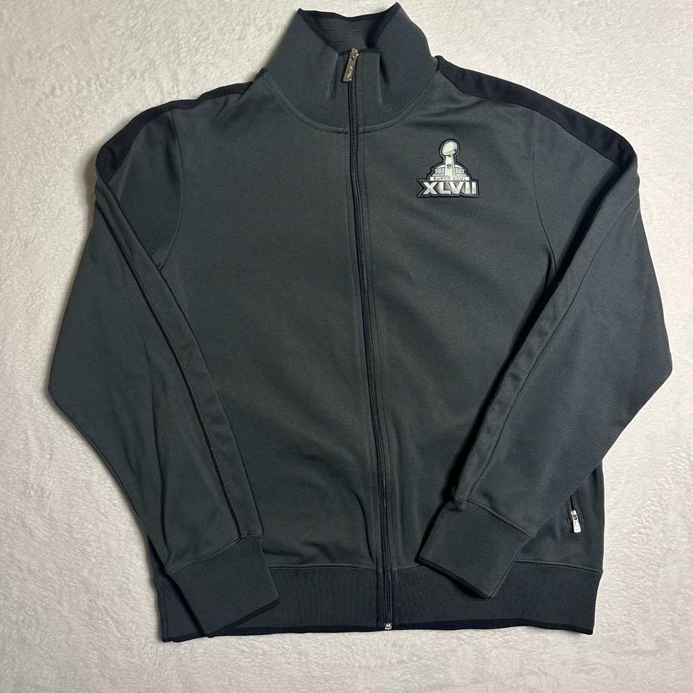 Nike NFL Super Bowl XLVII Track Jacket Mens XL Charcoal Grey Full Zip Football